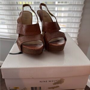 Nine West Brown Platform Sandals
